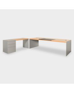 Renz Size designbureau en ladeblok - Eiken / aluminium