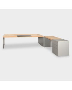Renz Size designbureau en ladeblok - Eiken / aluminium