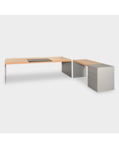 Renz Size designbureau en ladeblok - Eiken / aluminium